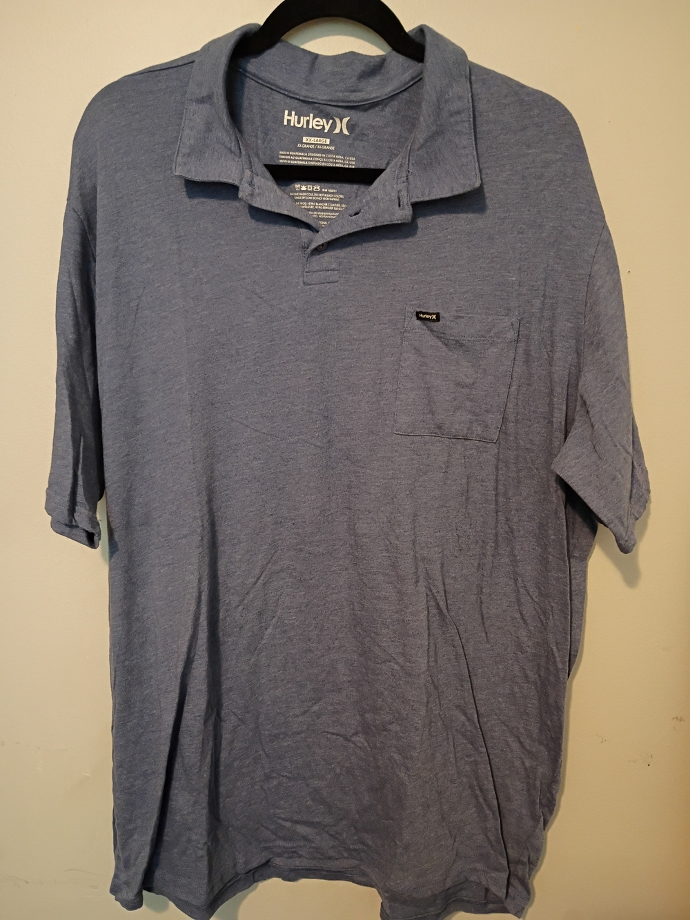 Hurley Men's Heathered Blue Polo Shirt